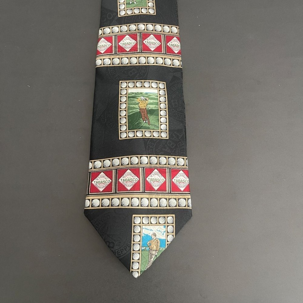 Tabasco Silk Neck Tie Golfer Framed Pictures